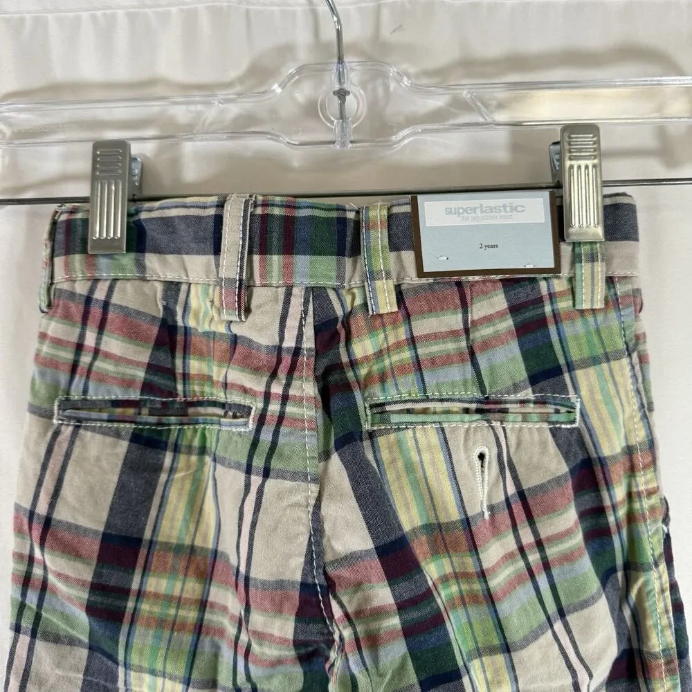 New Gap Chino Pants Boys 2 Years Mulitcolor Plaid Button Zip